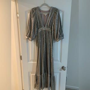 Rare Saltwater Luxe Wren Sequin champagne gold maxi dress holiday party Medium